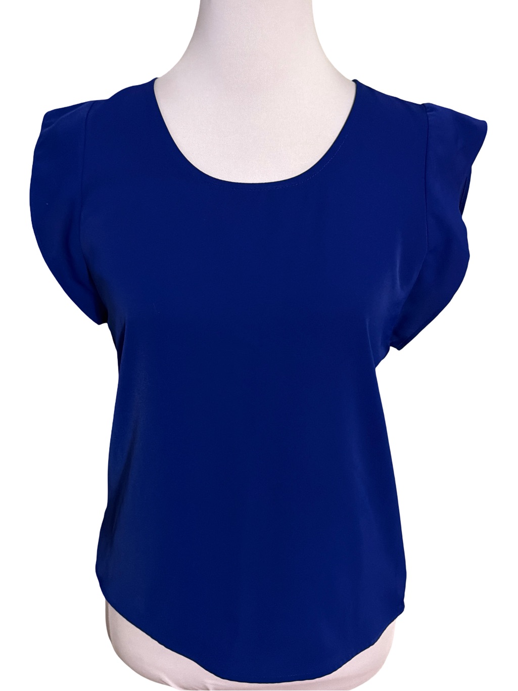 Express Royal Blue Scoop Neck Flutter Sleeve Blouse